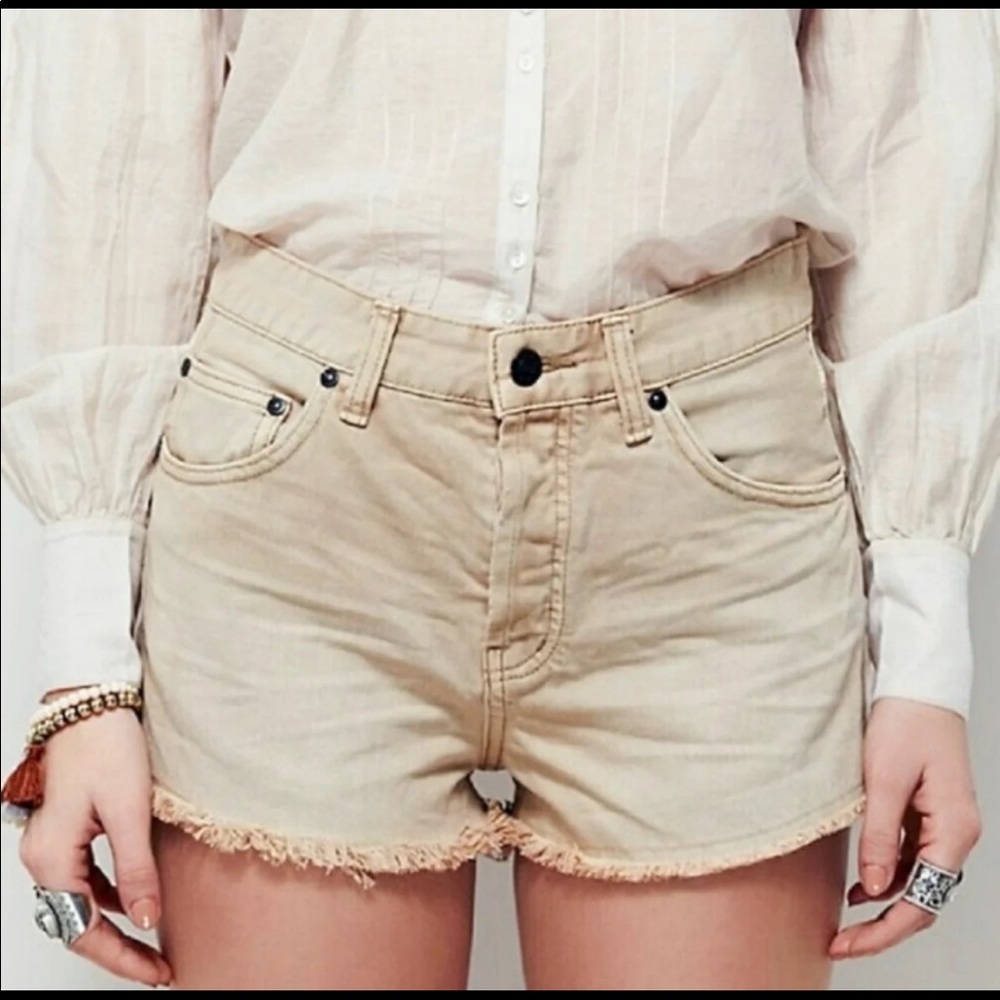 Free People Uptown Rock Beige Denim Short